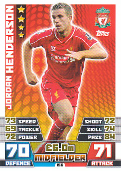 Jordan Henderson Liverpool 2014/15 Topps Match Attax #156